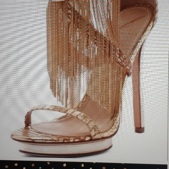 🤎 designer Brian Atwood Cassiane fringed heels - Picture 2 of 3